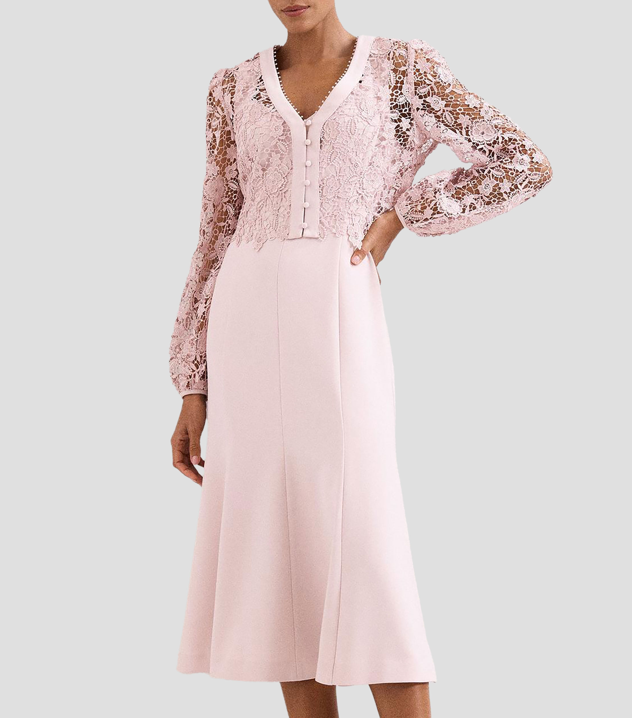 Vestido midi de manga larga sólido Ayumi Mujer